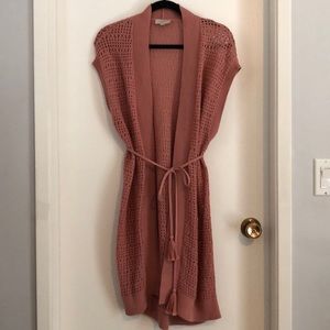 Loft wrap sleeveless sweater - salmon pink - Small